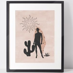 Wall Art Bohemian Woman Silhouette Celestial Print Poster Illustration Unframed